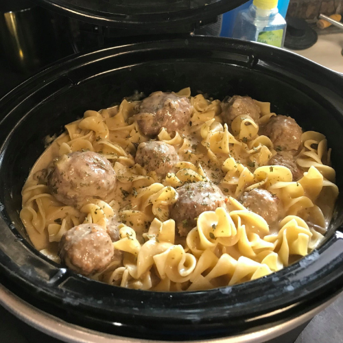 Swedish Baked Meatballs with Noodles