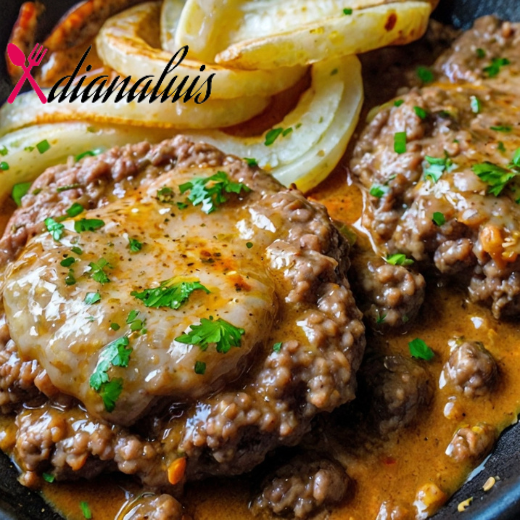 Hamburger steaks with onion gravy