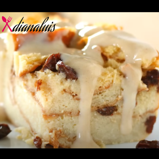 Old Fashioned Bread Pudding with Vanilla Sauce
