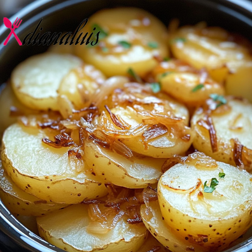Slow Cooker Amish Savory Onion Potatoes