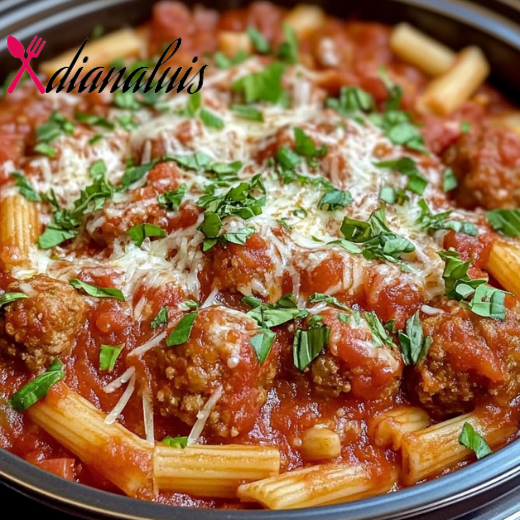 Slow Cooker 5-Ingredient Meatball Marinara Pasta