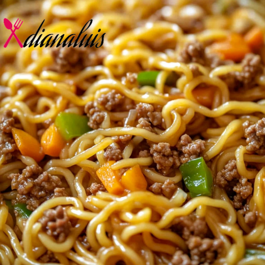 Slow Cooker Savory Stir-Fried Noodles with Ground Beef and Vegetables