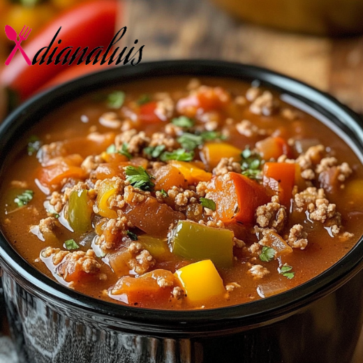 Slow Cooker Stuffed Pepper Soup with Ground Turkey
