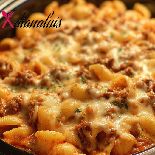 Slow Cooker Cheesy Beef and Shells