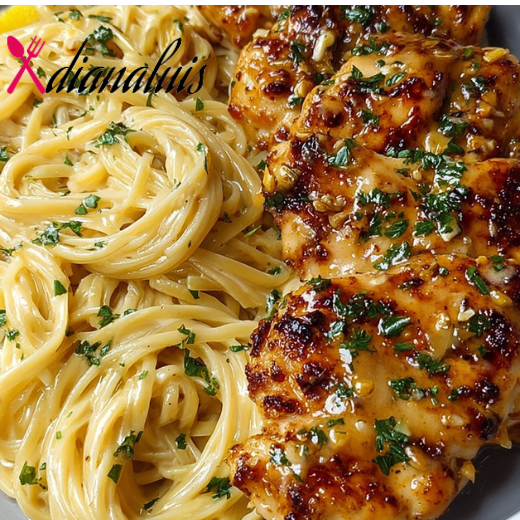 Lemon Garlic Butter Chicken with Creamy Parmesan Pasta