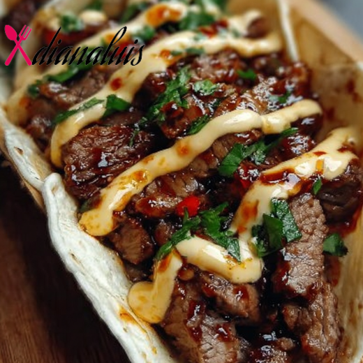 Garlic Butter Honey BBQ Beef Tacos