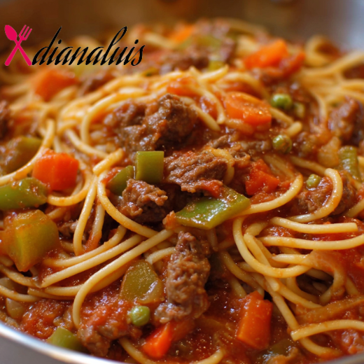 Slow Cooker Hearty Beef and Vegetable Spaghetti
