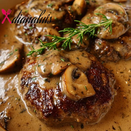 Slow Cooker Herb Infused Salisbury Steak with Mushroom Gravy