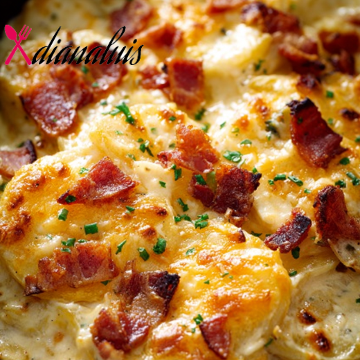 Slow Cooker Cheesy Scalloped Potatoes with Bacon