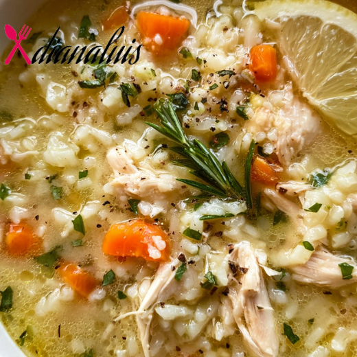 Slow Cooker Lemon Chicken & Herb Rice Soup
