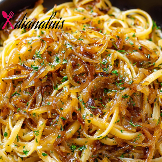Slow Cooker Garlic Herb Linguine with Caramelized Onions