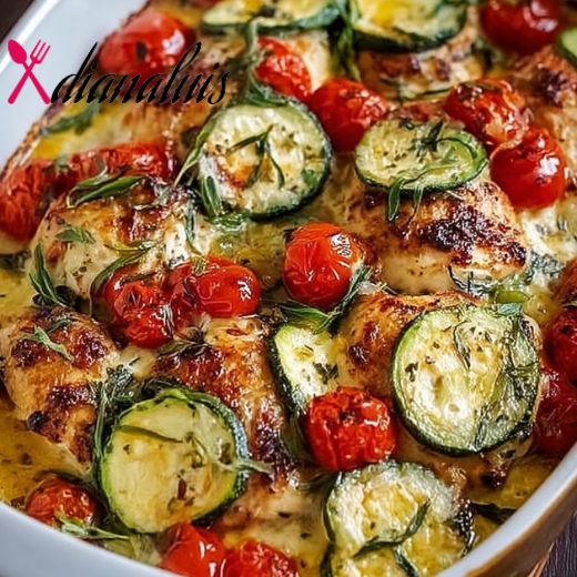 Mediterranean Chicken Zucchini Bake