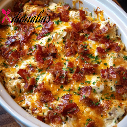 Slow Cooker Cheesy Bacon Ranch Chicken Casserole