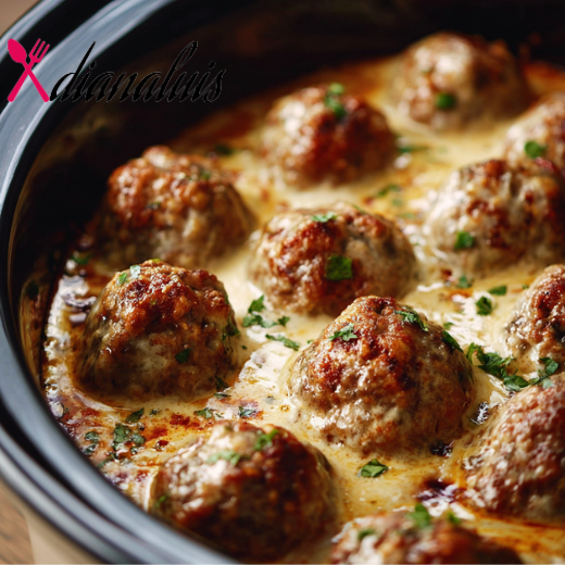 Slow Cooker 4-Ingredient Meatball Cream Sauce Bake