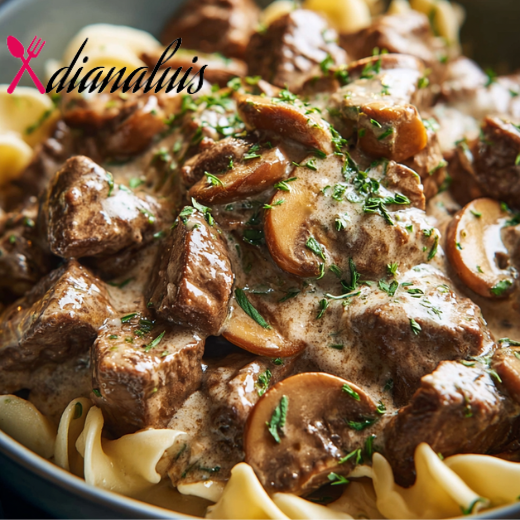 5-Ingredient Slow Cooker Beef Stroganoff (with Stew Meat)