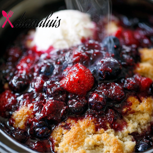 3-Ingredient Slow Cooker Berry Cobbler (Using Frozen Berries)