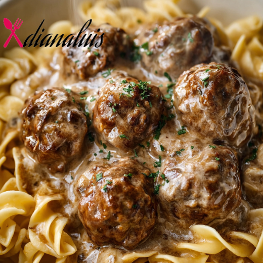 4-Ingredient Slow Cooker Meatball Stroganoff