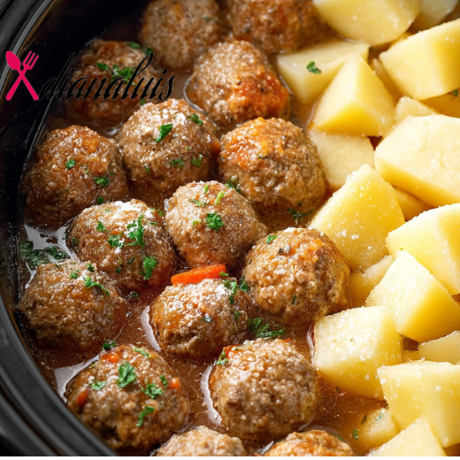 Slow Cooker Meatball and Potato Stew