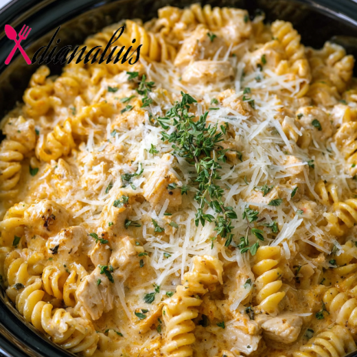 Slow Cooker Creamy Gruyere Chicken Fusilli