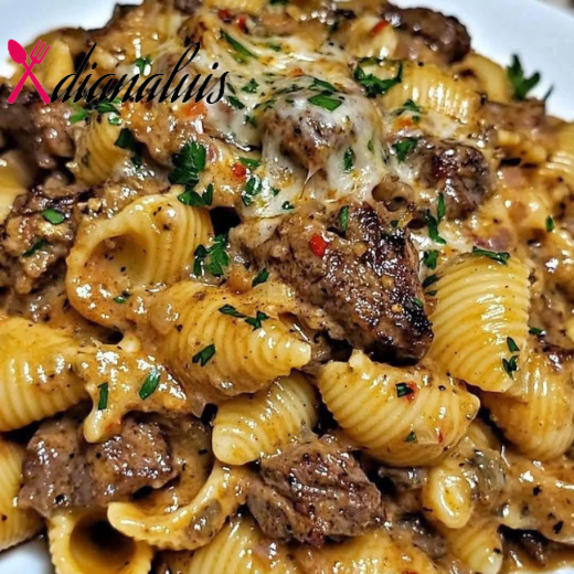 Garlic Butter Steak Bites & Creamy Parmesan Shells