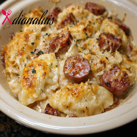 Slow Cooker Pierogi & Kielbasa Casserole