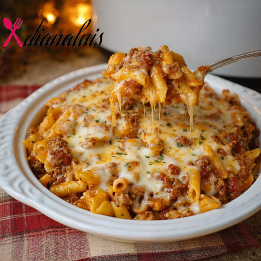 4-Ingredient Slow Cooker Baked Mostaccioli