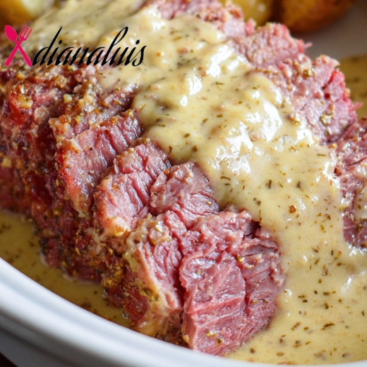 Slow Cooker 4-Ingredient Creamy Mustard Corned Beef
