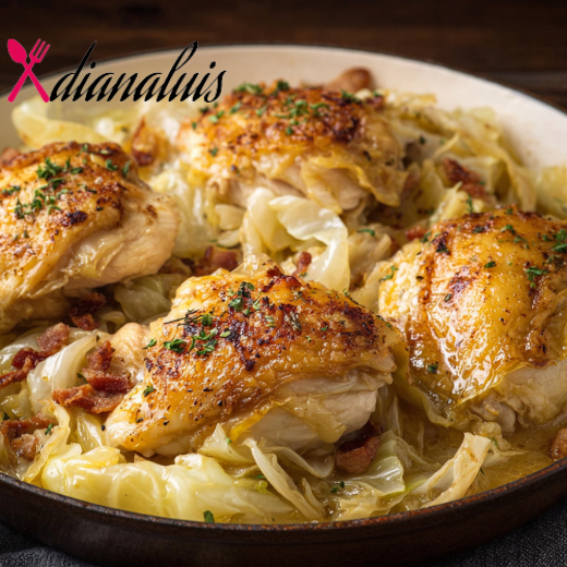 5-Ingredient Slow Cooker Buttered Cabbage and Chicken