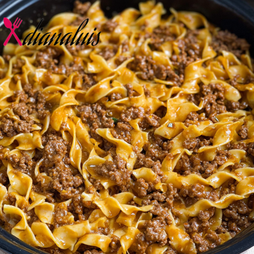 Slow Cooker Amish Ground Beef Gravy Noodles