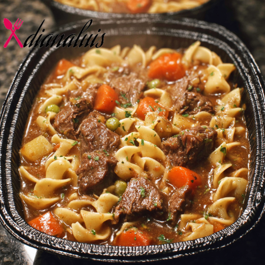 Slow Cooker 3-Ingredient Beef Stew Noodles