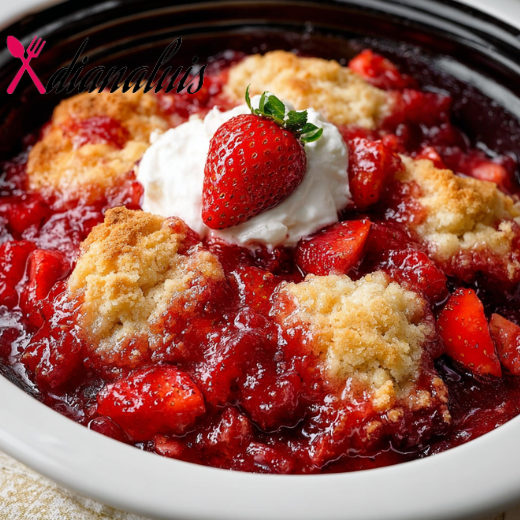 Slow Cooker Vintage Strawberry Cobbler