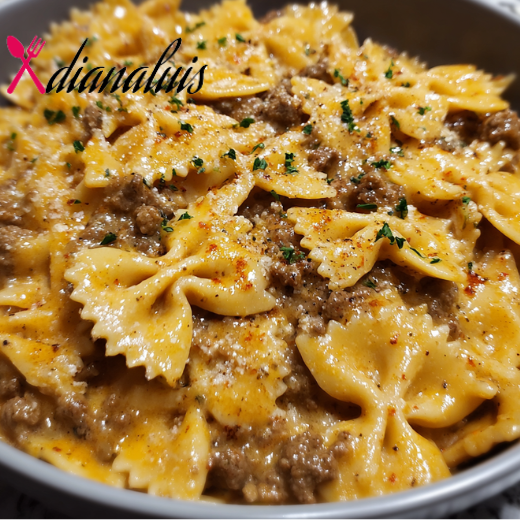 Creamy Cheesy Beef Bowtie Pasta