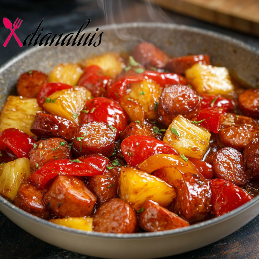 Sweet and Sour Kielbasa with Pineapple