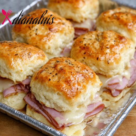 Oven-Baked Ham and Swiss Biscuit Sliders