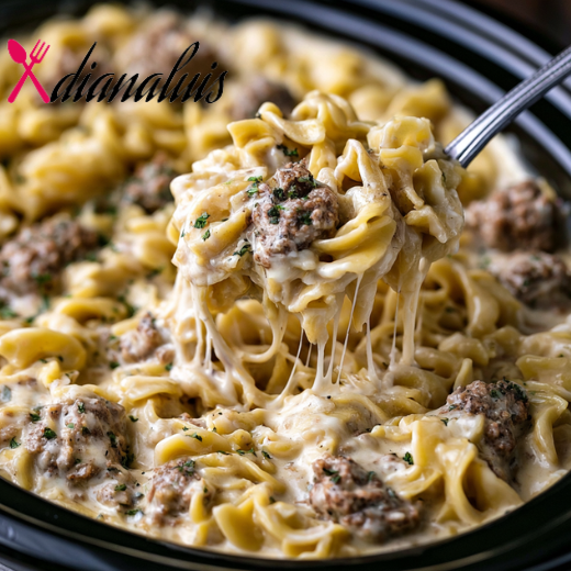Slow Cooker Amish Cream Cheese Beef and Noodles