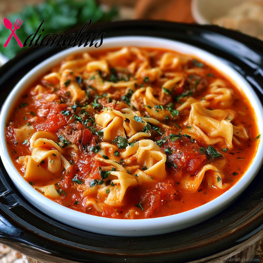 Slow Cooker Amish Tomato Noodle Soup