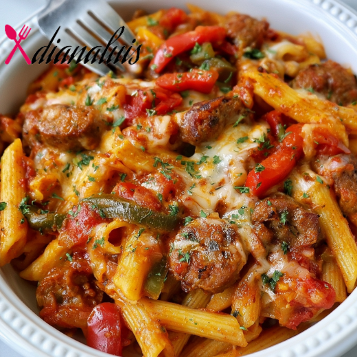 Oven Baked Sausage and Pepper Ziti