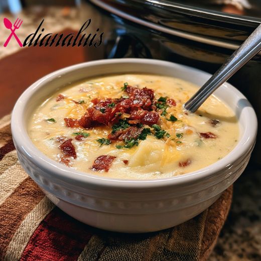 Late July Gathering Velvety Loaded Potato Soup using Cubed Carola Potatoes